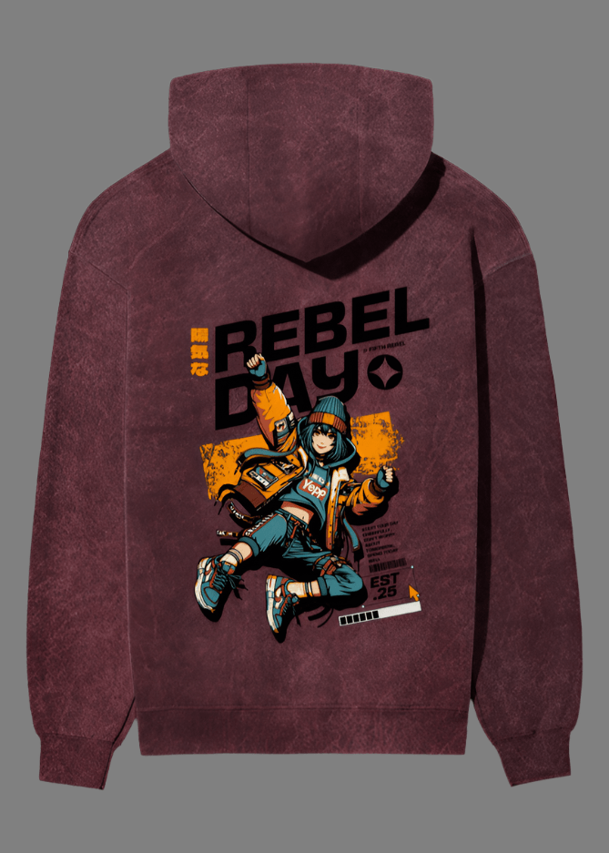 Rebel Day Acid Wash Unisex Hoodie - Fifth Rebel