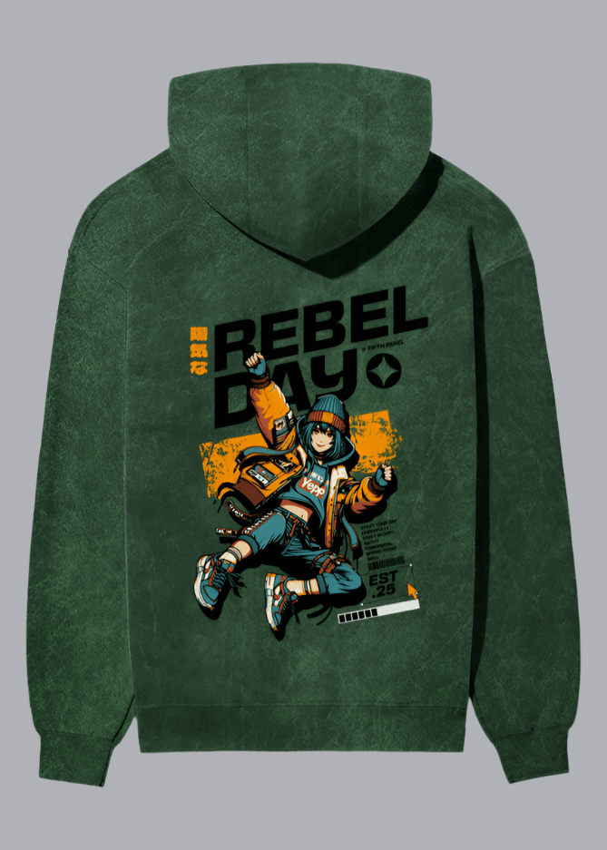 Rebel Day Acid Wash Unisex Hoodie - Fifth Rebel