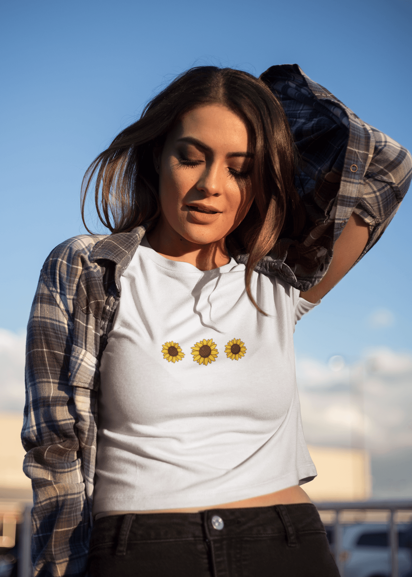 Triple Bloom Sunflower Crop Top – Sunshine in Style - Fifth Rebel