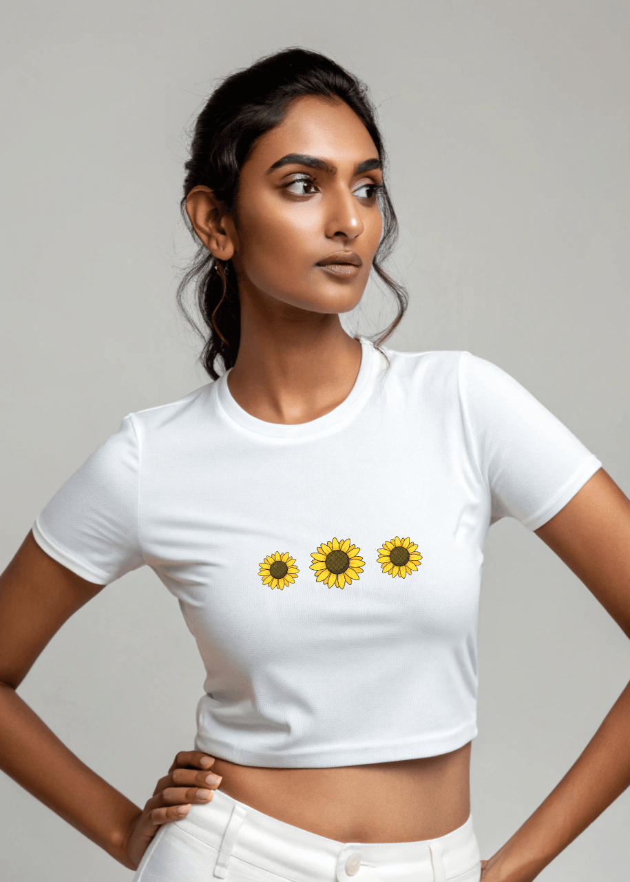 Triple Bloom Sunflower Crop Top – Sunshine in Style - Fifth Rebel