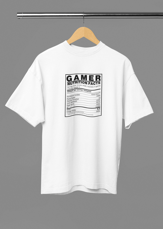 The Ultimate Gamer Fuel – Nutrition Label Unisex Oversized Tee - Fifth Rebel