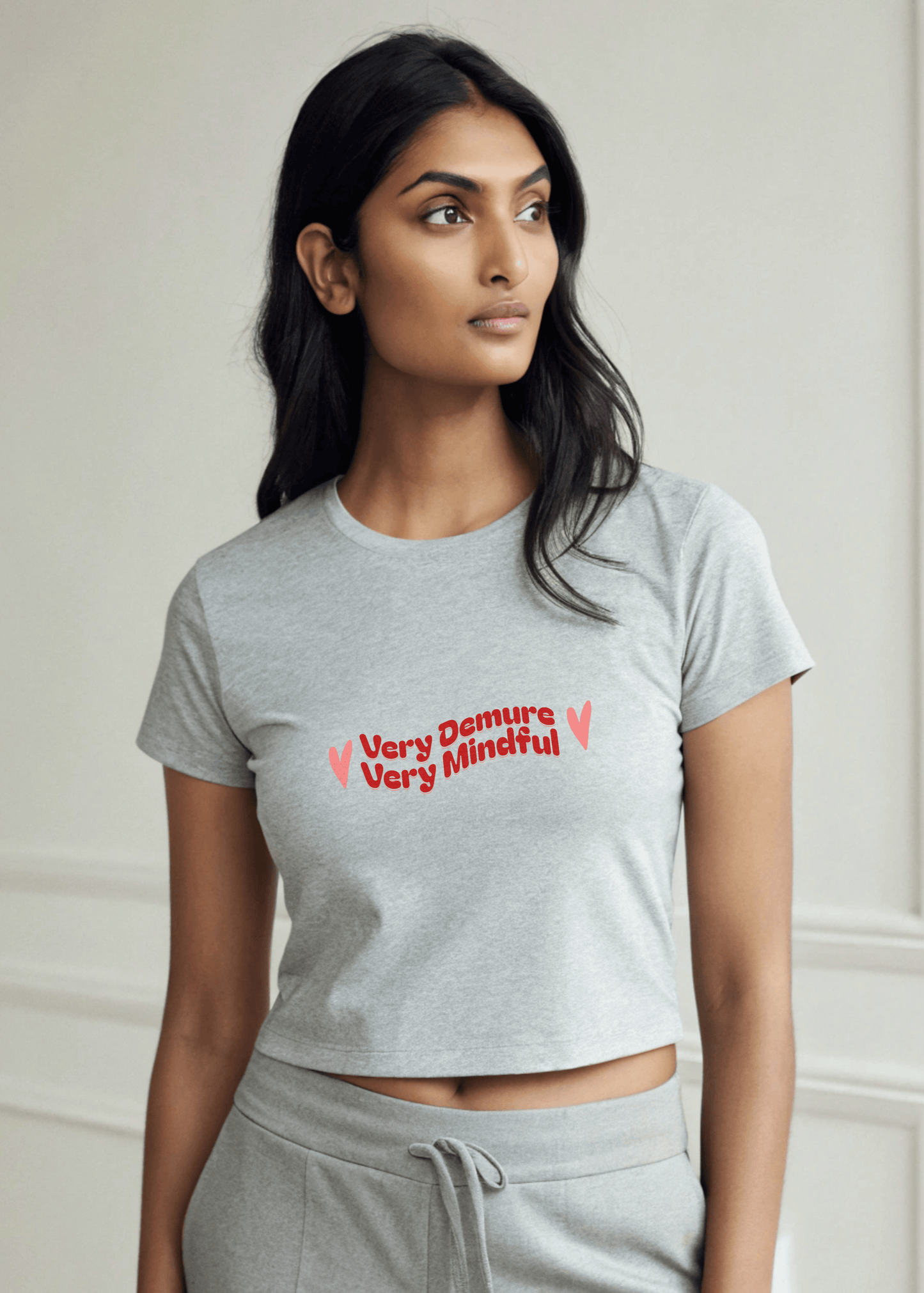 Very Demure, Very Mindful – Printed Crop Top - Fifth Rebel